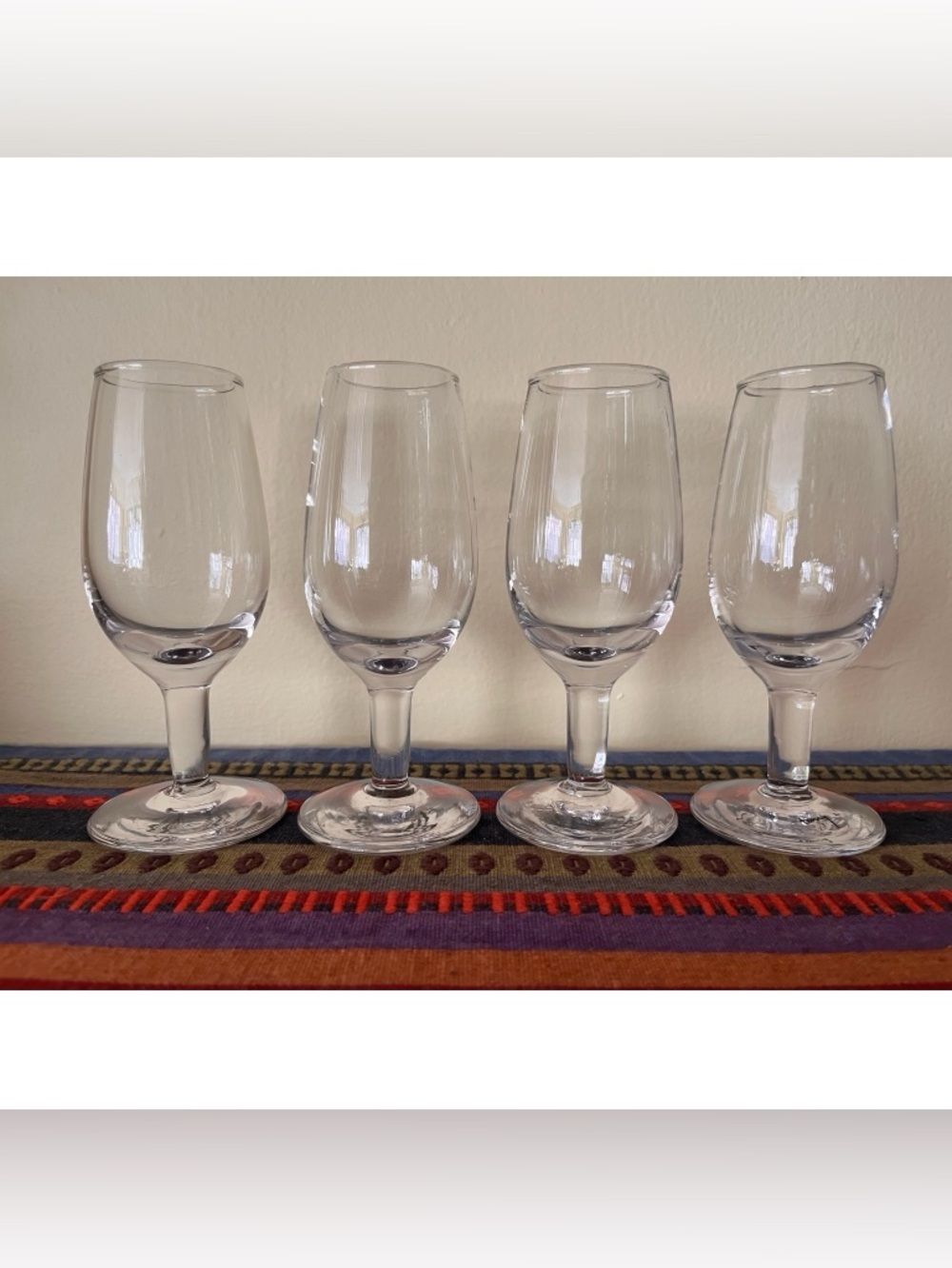 Four hand blown sherry/ port glasses